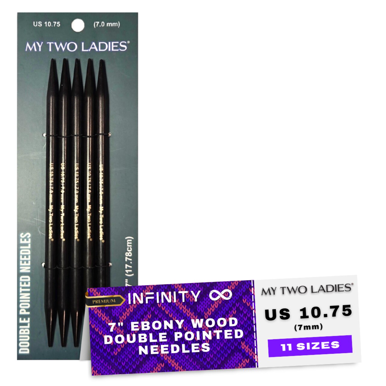 My Two Ladies | Infinity | Double Pointed Needles | Ebony | 11 Sizes